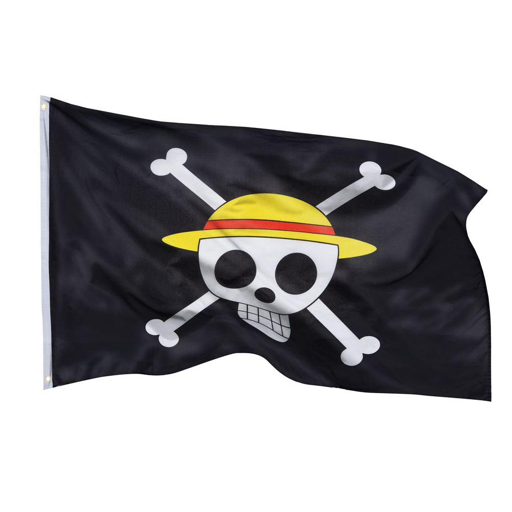 PHENO FLAGS Strohhut Piratenbande mit Jolly Roger 60x90cm - Anime Fahne der Strohhut Flagge von Monkey D. Ruff