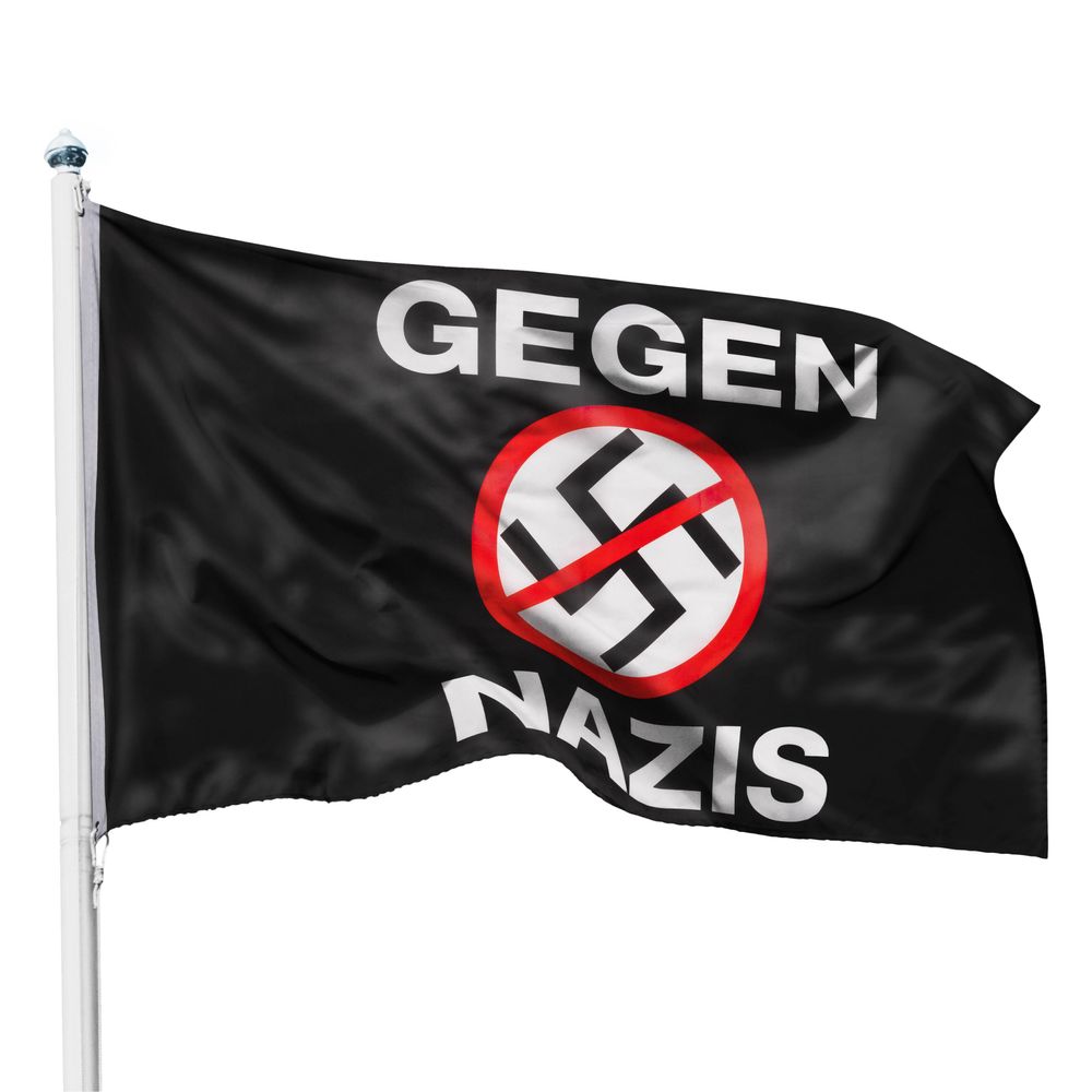 PHENO FLAGS Drapeau contre les nazis - 90x150cm - résistant aux intempéries et indéchirable - drapeau contre le racisme et la discrimination, idéal