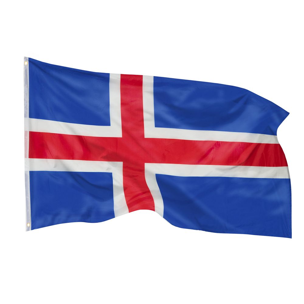 PHENO FLAGS Island Flagge - Islandfahne 90 x 150 cm mit Messing-Ösen - Strapazierfähige Fahne für Fahnenmast - 100% Polyester