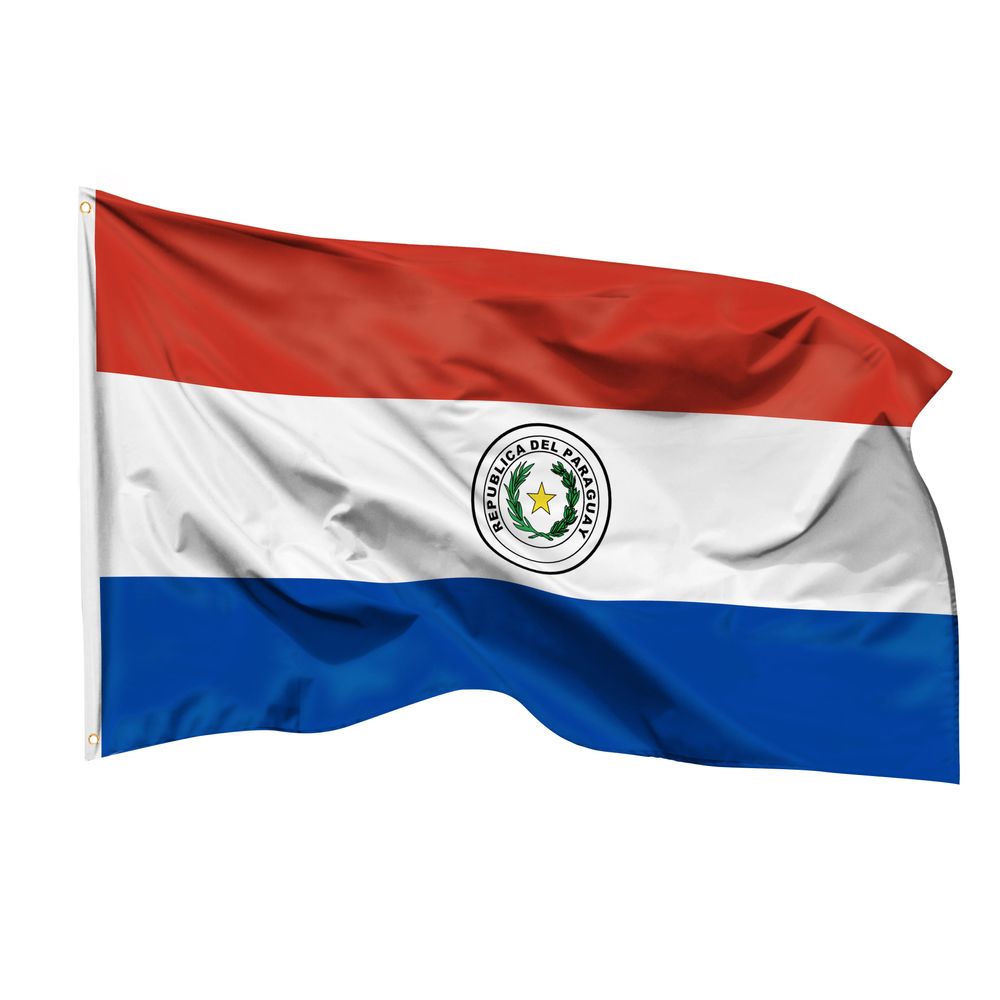 PHENO FLAGS Paraguay Flagge 90x150 cm – Wetterfeste Nationalflagge aus Polyester mit Doppelnaht & Metallösen