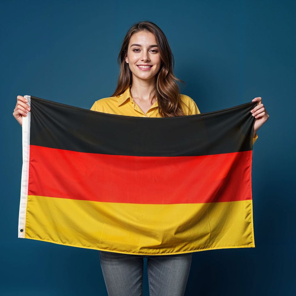 CHINS Piccola bandiera della Germania, 12 pezzi, mini bandiere tedesche tenute a mano con palo bianco da 30 cm, per i fan del 2024