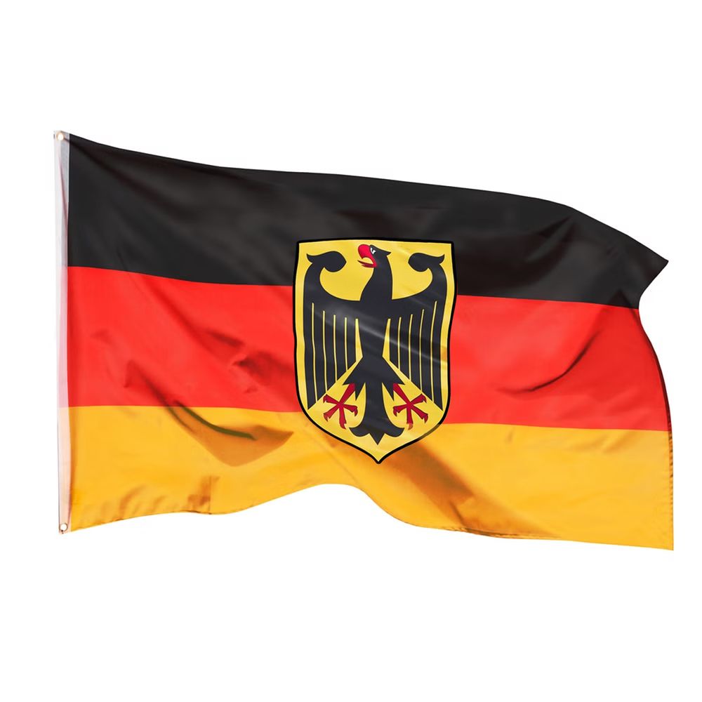 PHENO FLAGS Bandiera della Germania con l'aquila 90x150 cm con occhielli in ottone - Bandiere resistenti alle intemperie per albero bandiera - 100%