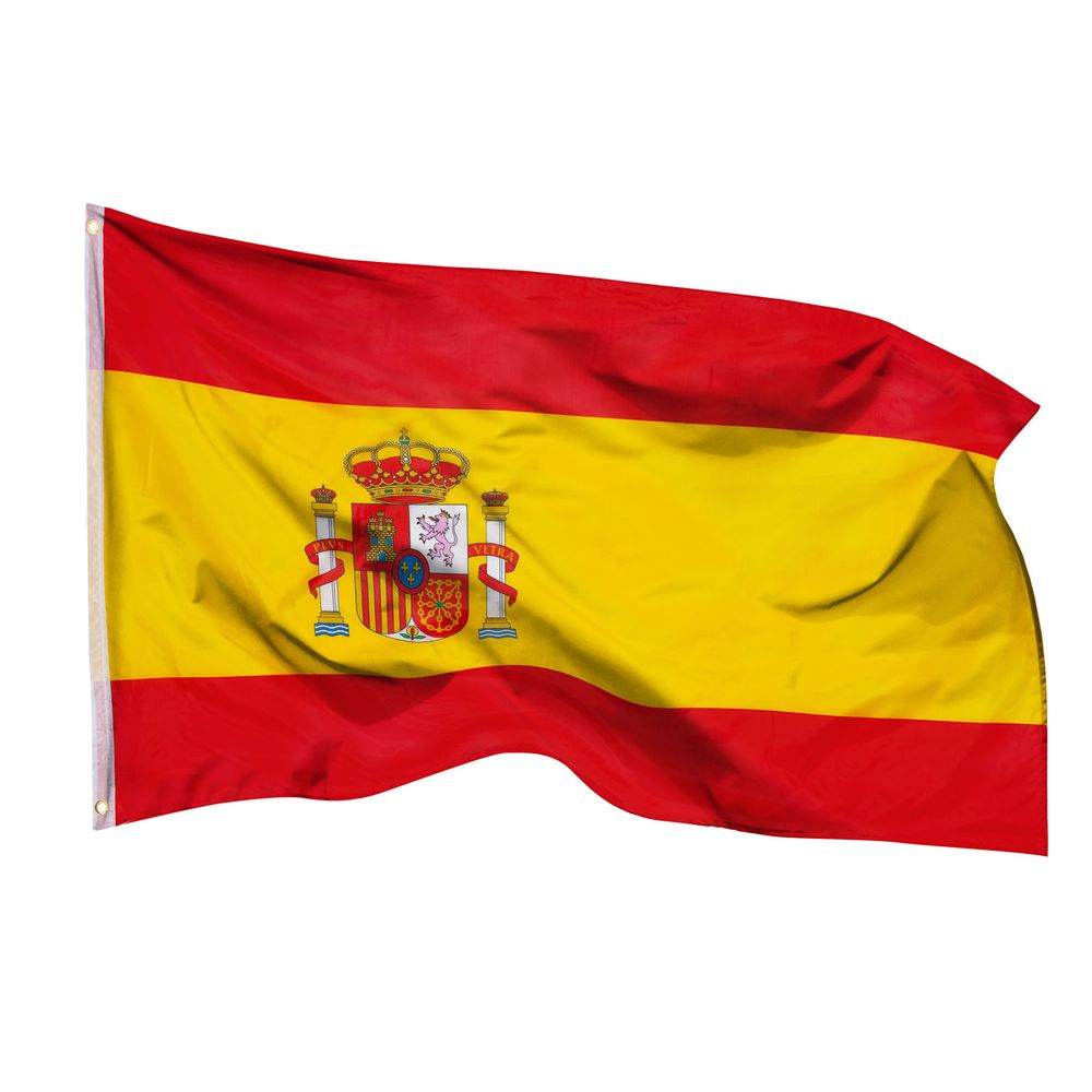 PHENO FLAGS Bandiera della Spagna - bandiera spagnola con occhielli in ottone - 90 x 150 cm - Bandiere resistenti alle intemperie per asta bandiera -