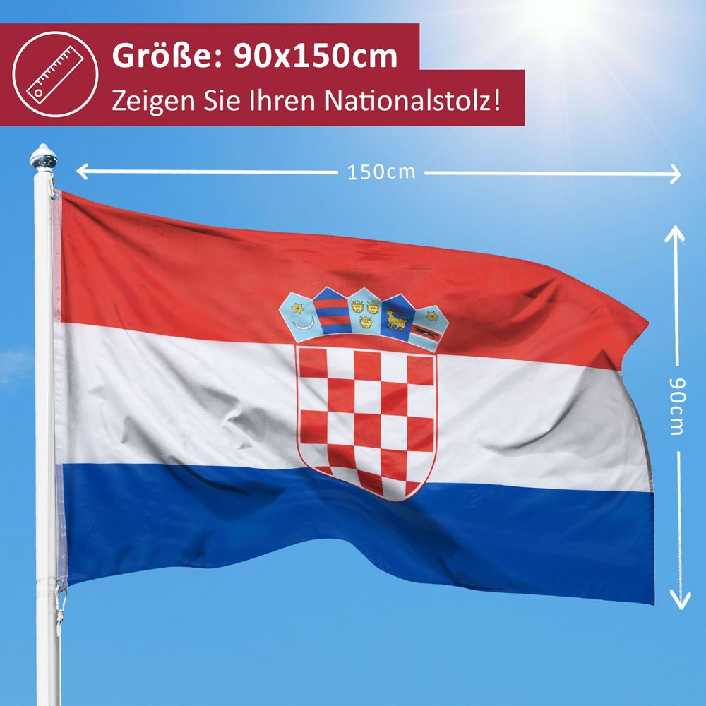 Bandiera Croazia 150x90 Cm – King, Multicolore, Alta Qualità, Per Interni Ed Esterni