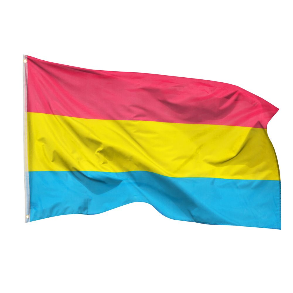 PHENO FLAGS Pan Pride Flag - Pansexual Flag with brass grommets - 90 x 150 cm - Weather-resistant flags for flagpoles - 100% polyester.