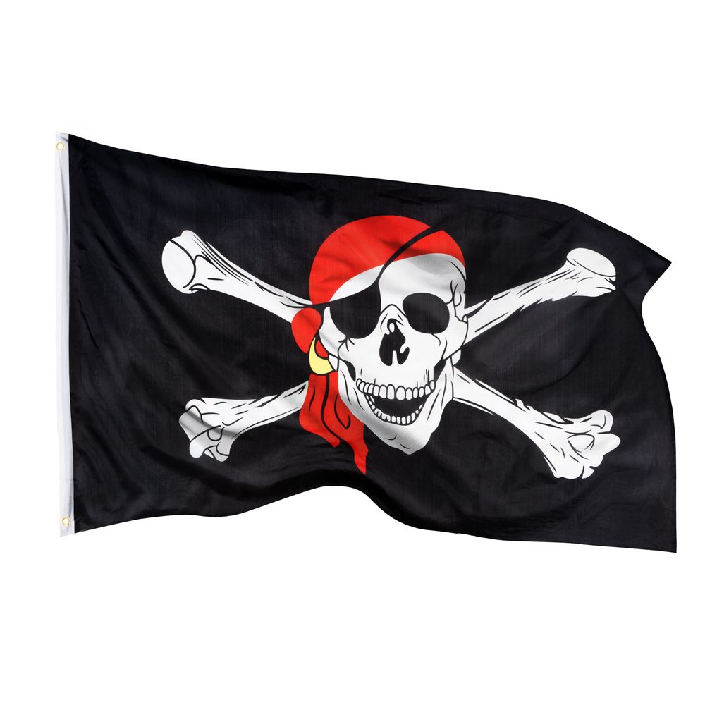 PHENO FLAGS Pirate Flag - with brass grommets - 90 x 150 cm - Weather-resistant flags for flagpoles - 100% polyester