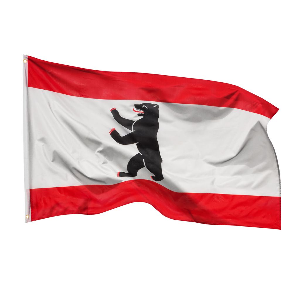 PHENO FLAGS Berlin Flagge - Bundeslandfahne mit Messing-Ösen - 90 x 150 cm - Wetterfeste Fahnen für Fahnenmast - 100% Polyester