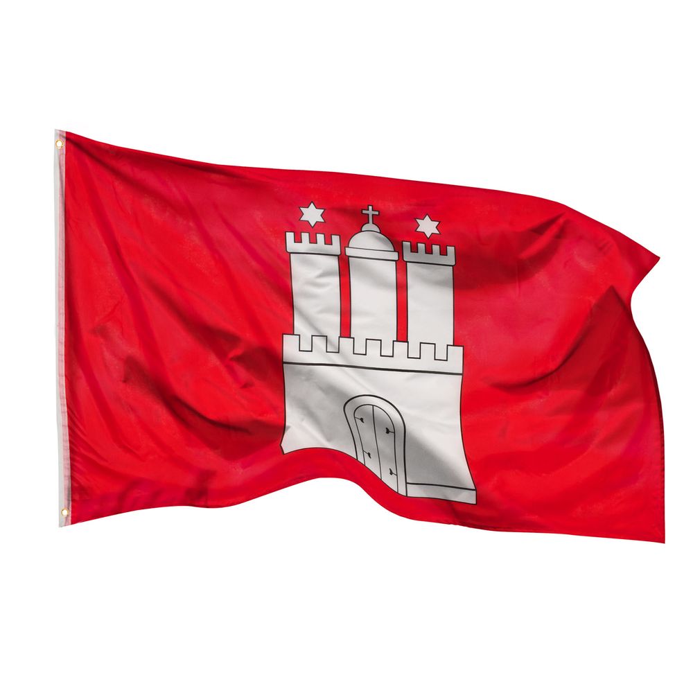 PHENO FLAGS Hamburg Flagge - Bundeslandfahne mit Messing-Ösen - 90 x 150 cm - Wetterfeste Fahnen für Fahnenmast - 100% Polyester