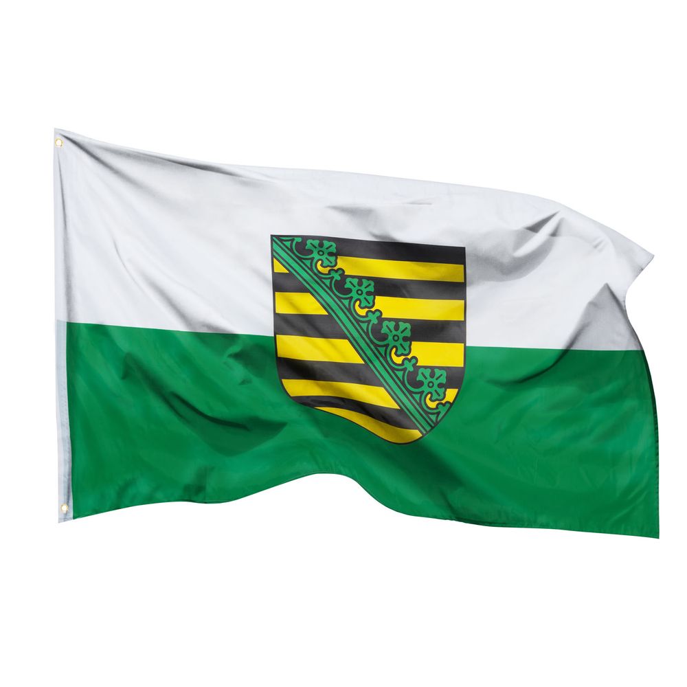 PHENO FLAGS Sachsen Flagge - Bundeslandfahne mit Messing-Ösen - 90 x 150 cm - Wetterfeste Fahnen für Fahnenmast - 100% Polyester