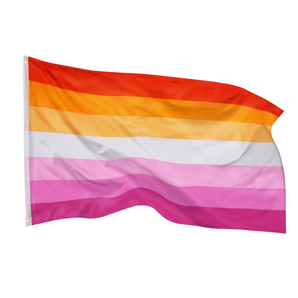 PHENO FLAGS Pride Flags - Lesbian Flag with brass grommets - 90 x 150 cm - Weatherproof flags for flagpoles - 100% Polyester