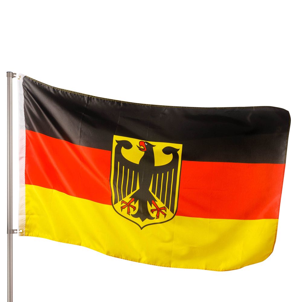 KliKil Bandiera Germania con aquila 90x150 cm - Tessuto da esterno resistente alle intemperie 150x90 cm con 2 occhielli metallici. Germany Flag giardino decorazioni